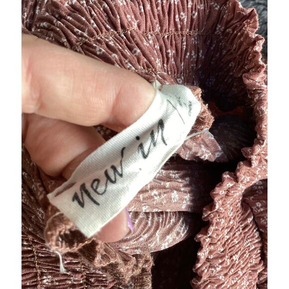 New in Women Floral Dotted Smocked Waist Wide Leg Palazzo Pants Oversized Small - Picture 9 of 11